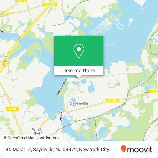 Mapa de 45 Major Dr, Sayreville, NJ 08872