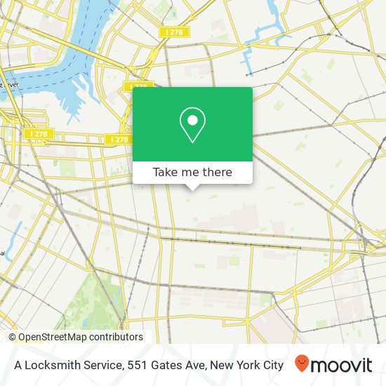 Mapa de A Locksmith Service, 551 Gates Ave