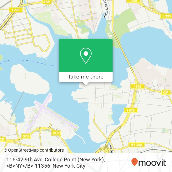 Mapa de 116-42 9th Ave, College Point (New York), <B>NY< / B> 11356