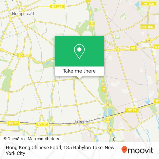 Hong Kong Chinese Food, 135 Babylon Tpke map