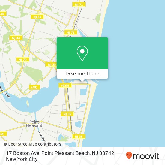 Mapa de 17 Boston Ave, Point Pleasant Beach, NJ 08742