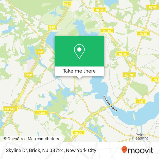 Mapa de Skyline Dr, Brick, NJ 08724