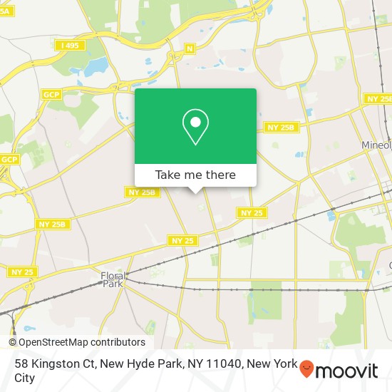 Mapa de 58 Kingston Ct, New Hyde Park, NY 11040