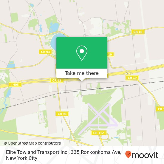 Mapa de Elite Tow and Transport Inc., 335 Ronkonkoma Ave