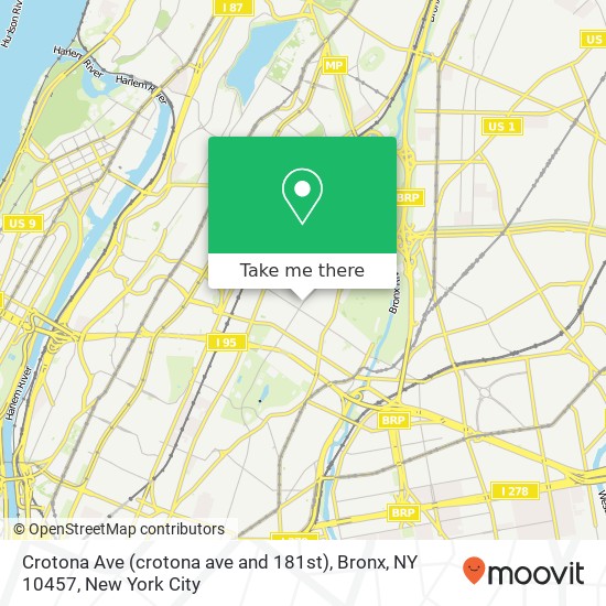 Mapa de Crotona Ave (crotona ave and 181st), Bronx, NY 10457