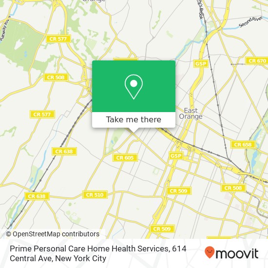 Mapa de Prime Personal Care Home Health Services, 614 Central Ave