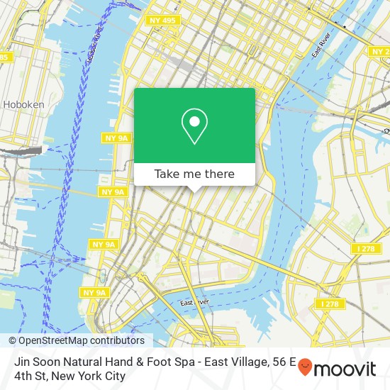 Mapa de Jin Soon Natural Hand & Foot Spa - East Village, 56 E 4th St