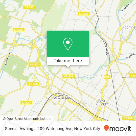 Mapa de Special Awnings, 209 Watchung Ave