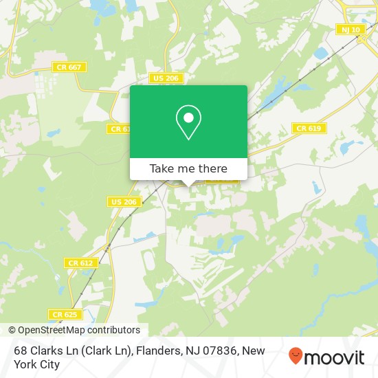 Mapa de 68 Clarks Ln (Clark Ln), Flanders, NJ 07836