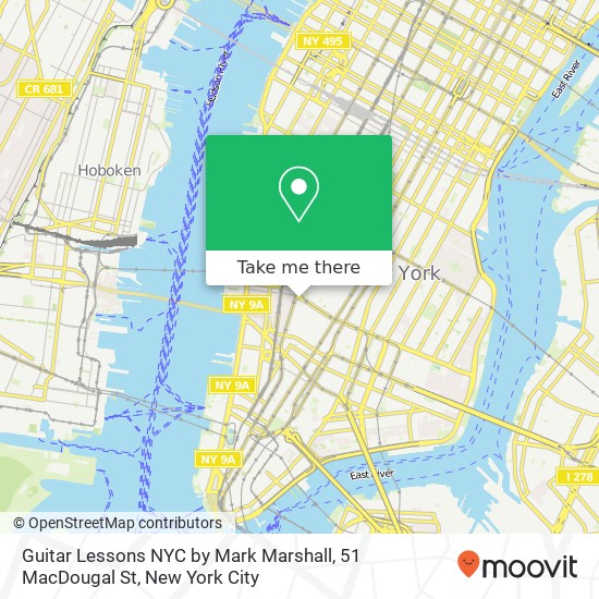 Guitar Lessons NYC by Mark Marshall, 51 MacDougal St map