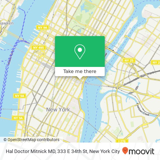 Hal Doctor Mitnick MD, 333 E 34th St map