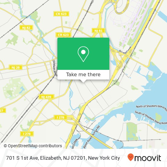 Mapa de 701 S 1st Ave, Elizabeth, NJ 07201