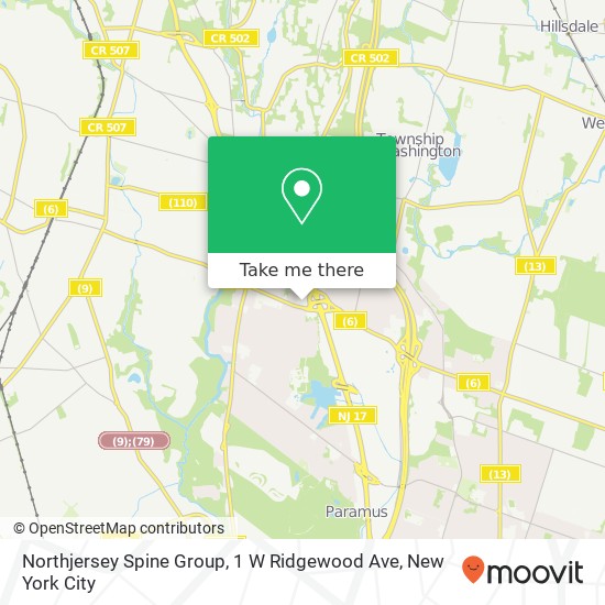 Mapa de Northjersey Spine Group, 1 W Ridgewood Ave