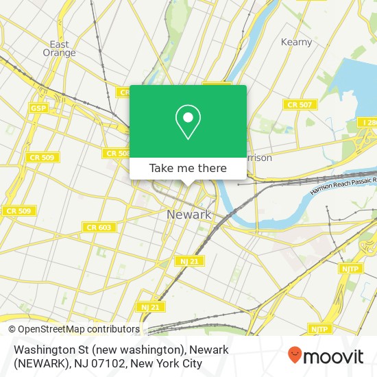 Mapa de Washington St (new washington), Newark (NEWARK), NJ 07102