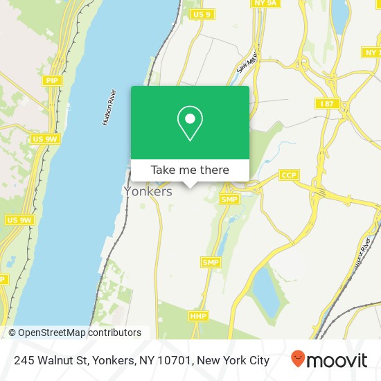 Mapa de 245 Walnut St, Yonkers, NY 10701