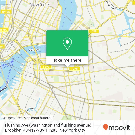 Flushing Ave (washington and flushing avenue), Brooklyn, <B>NY< / B> 11205 map