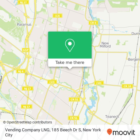 Mapa de Vending Company LNG, 185 Beech Dr S