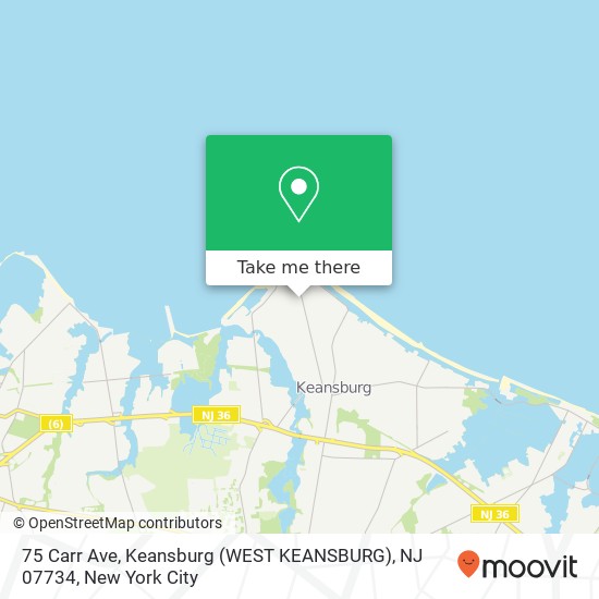 Mapa de 75 Carr Ave, Keansburg (WEST KEANSBURG), NJ 07734