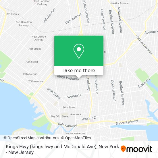 Kings Hwy (kings hwy and McDonald Ave) map