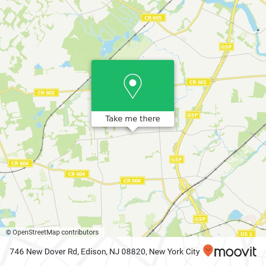 Mapa de 746 New Dover Rd, Edison, NJ 08820