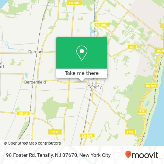 Mapa de 98 Foster Rd, Tenafly, NJ 07670