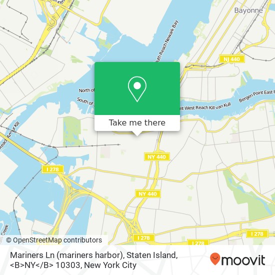 Mariners Ln (mariners harbor), Staten Island, <B>NY< / B> 10303 map