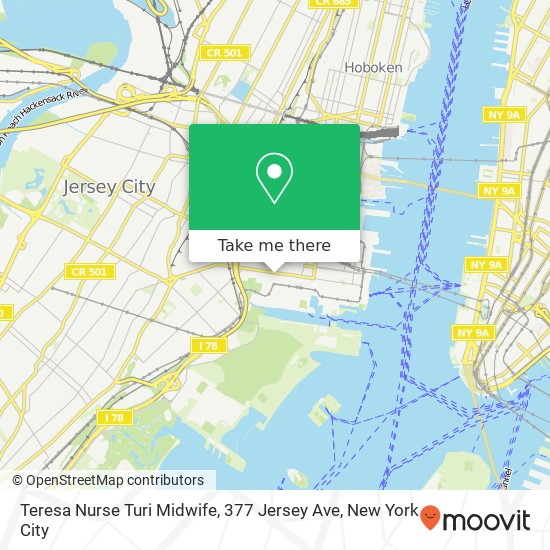 Mapa de Teresa Nurse Turi Midwife, 377 Jersey Ave