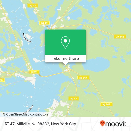 Mapa de RT-47, Millville, NJ 08332