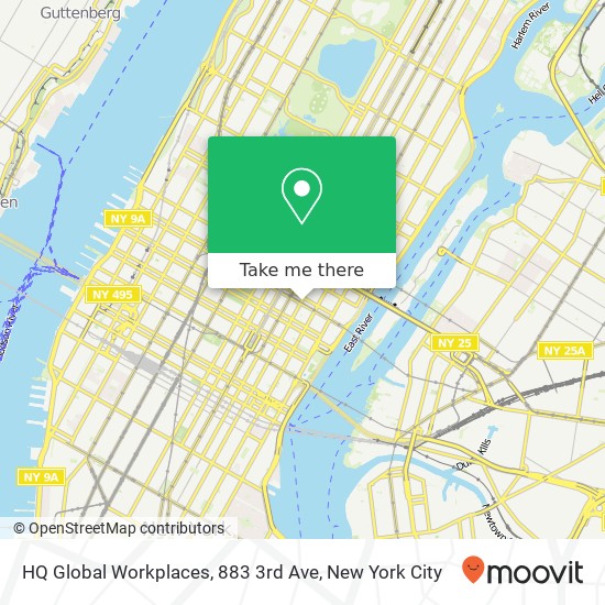 HQ Global Workplaces, 883 3rd Ave map