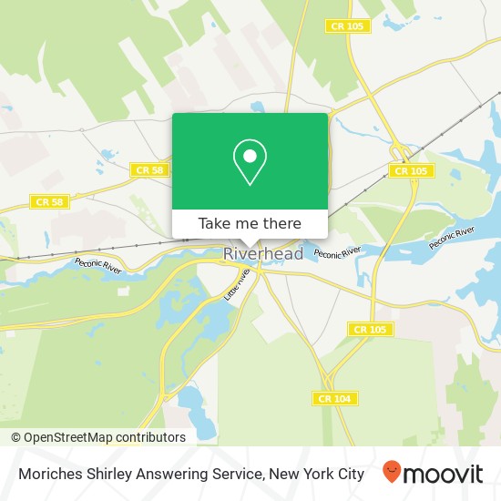 Moriches Shirley Answering Service map