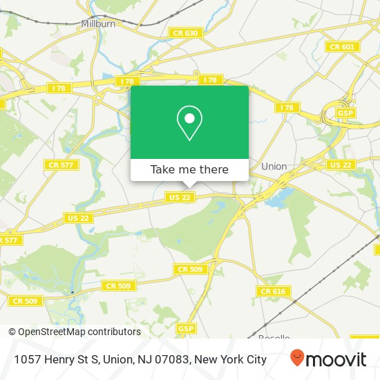 Mapa de 1057 Henry St S, Union, NJ 07083