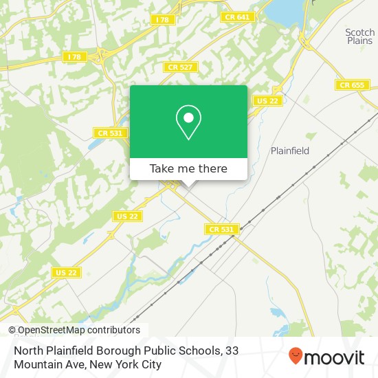 Mapa de North Plainfield Borough Public Schools, 33 Mountain Ave