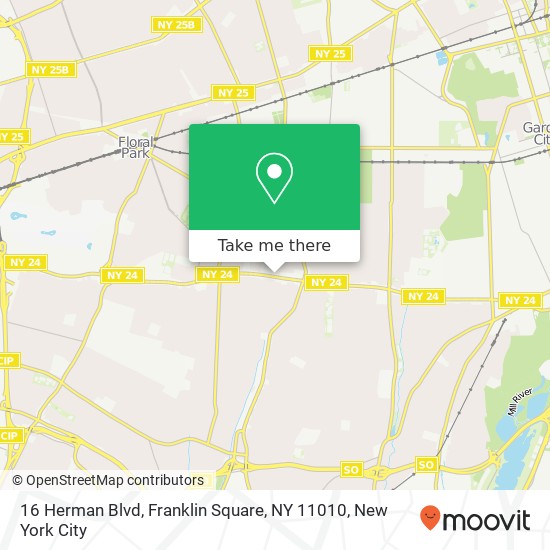 Mapa de 16 Herman Blvd, Franklin Square, NY 11010