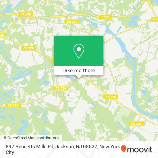 Mapa de 897 Bennetts Mills Rd, Jackson, NJ 08527