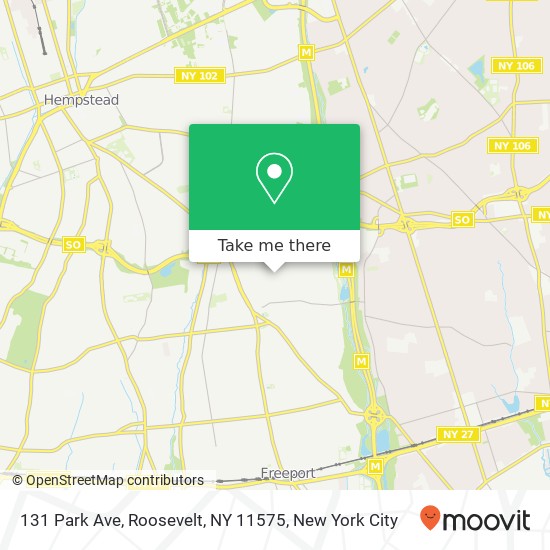 Mapa de 131 Park Ave, Roosevelt, NY 11575