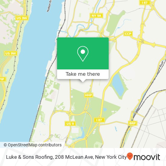 Mapa de Luke & Sons Roofing, 208 McLean Ave