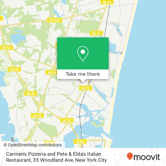 Carmen's Pizzeria and Pete & Elda's Italian Restaurant, 35 Woodland Ave map