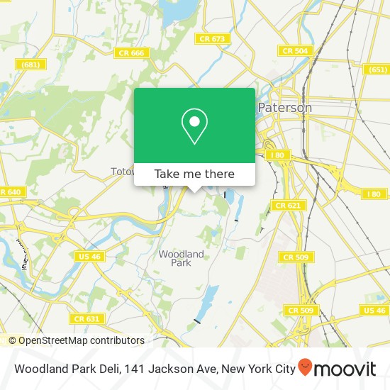 Mapa de Woodland Park Deli, 141 Jackson Ave