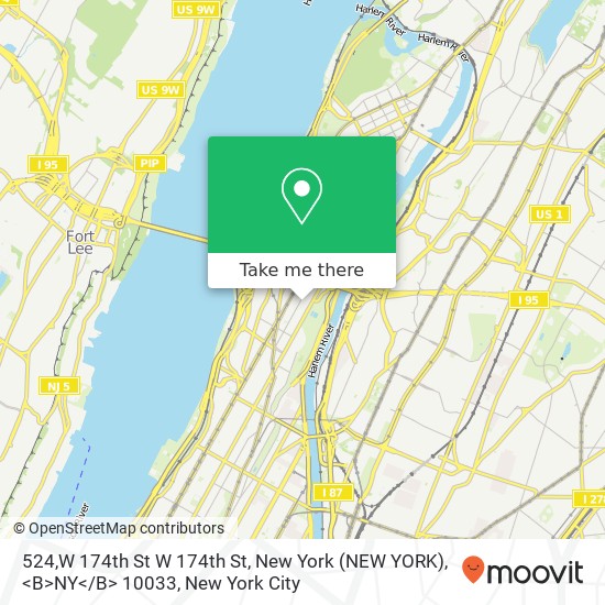 524,W 174th St W 174th St, New York (NEW YORK), <B>NY< / B> 10033 map