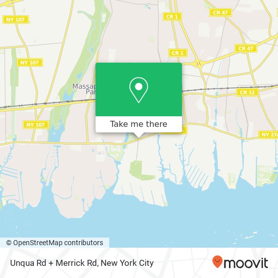 Unqua Rd + Merrick Rd map