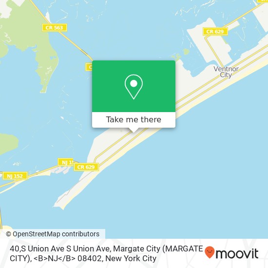 Mapa de 40,S Union Ave S Union Ave, Margate City (MARGATE CITY), <B>NJ< / B> 08402
