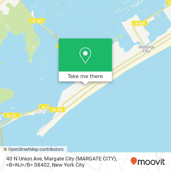 Mapa de 40 N Union Ave, Margate City (MARGATE CITY), <B>NJ< / B> 08402