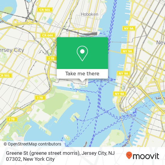 Mapa de Greene St (greene street morris), Jersey City, NJ 07302