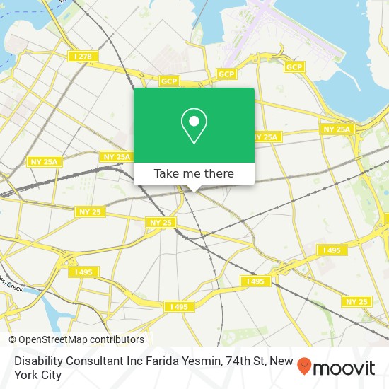 Mapa de Disability Consultant Inc Farida Yesmin, 74th St