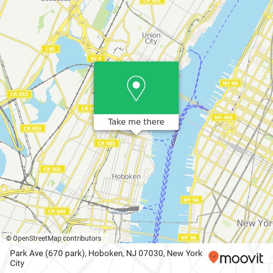 Mapa de Park Ave (670 park), Hoboken, NJ 07030
