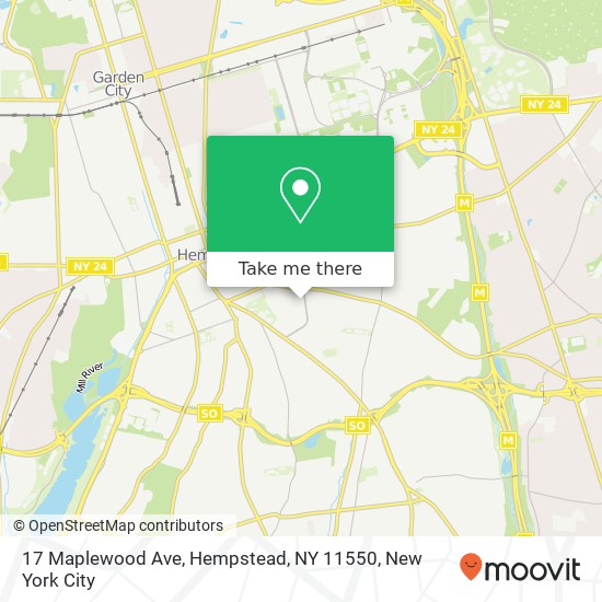 Mapa de 17 Maplewood Ave, Hempstead, NY 11550