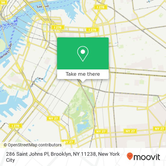 Mapa de 286 Saint Johns Pl, Brooklyn, NY 11238