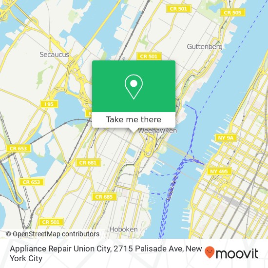 Mapa de Appliance Repair Union City, 2715 Palisade Ave