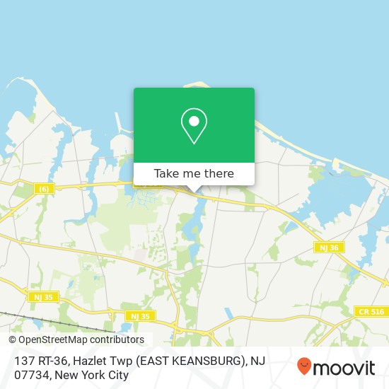 Mapa de 137 RT-36, Hazlet Twp (EAST KEANSBURG), NJ 07734