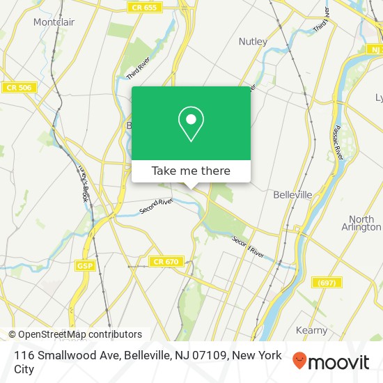 Mapa de 116 Smallwood Ave, Belleville, NJ 07109